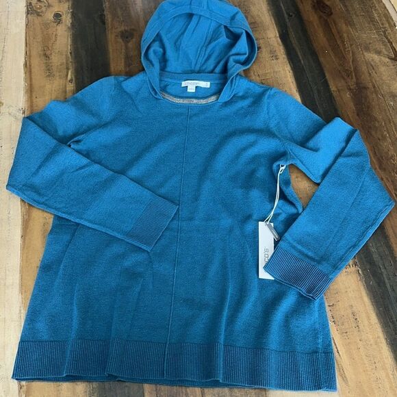 Chico’s Zenergy Cashmere Hooded Sweater teal - Picture 8 of 11